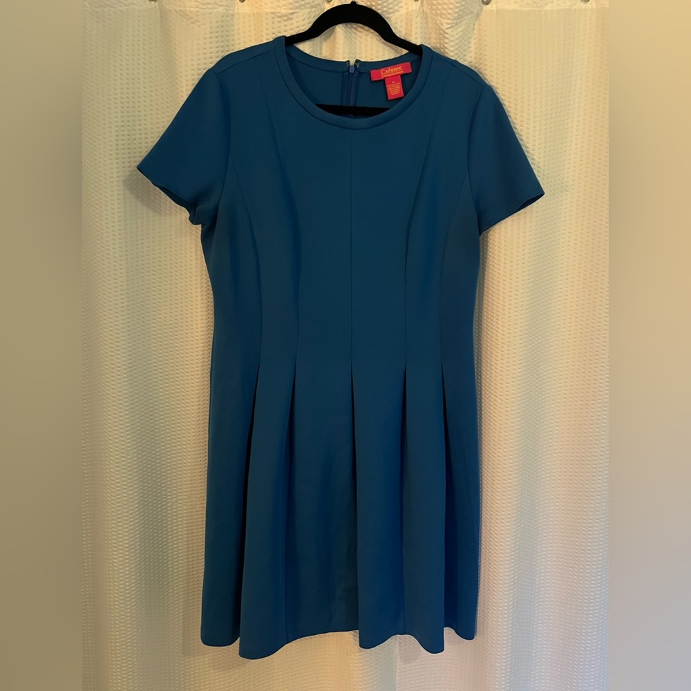 Catherine Malandrino Blue Pleated Dress in Size 14